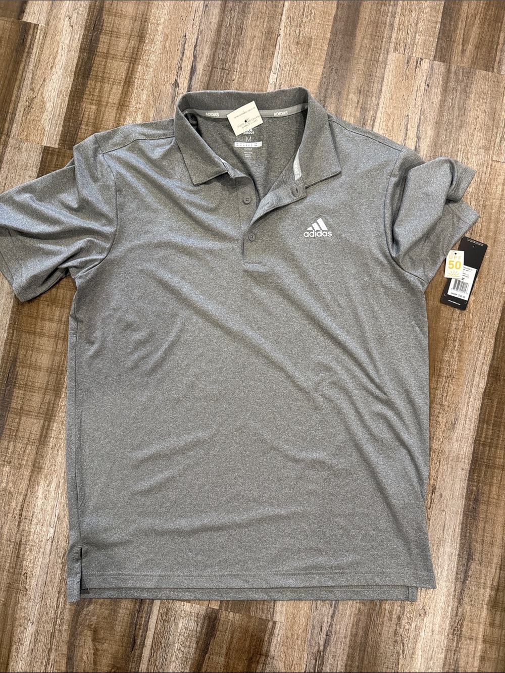 adidas Heather Gray Men's Golf Polo with Logo